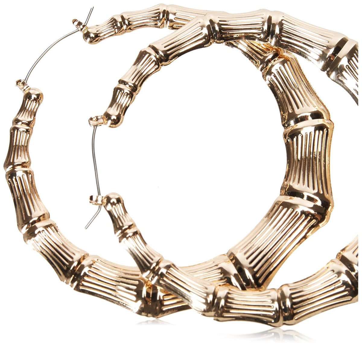 Guess Metal Hoops - arete de aro de bambú para mujer, color dorado, talla única