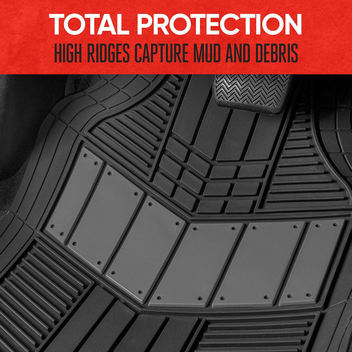 Motor Trend DualFlex™ - Alfombrillas de Goma Impermeables para Todo Tipo de Clima, 4 Piezas Deportivas con diseño de Dos Tonos para Automóvil, Todoterreno y Camiones, Protector de Alfombra de Automóvil