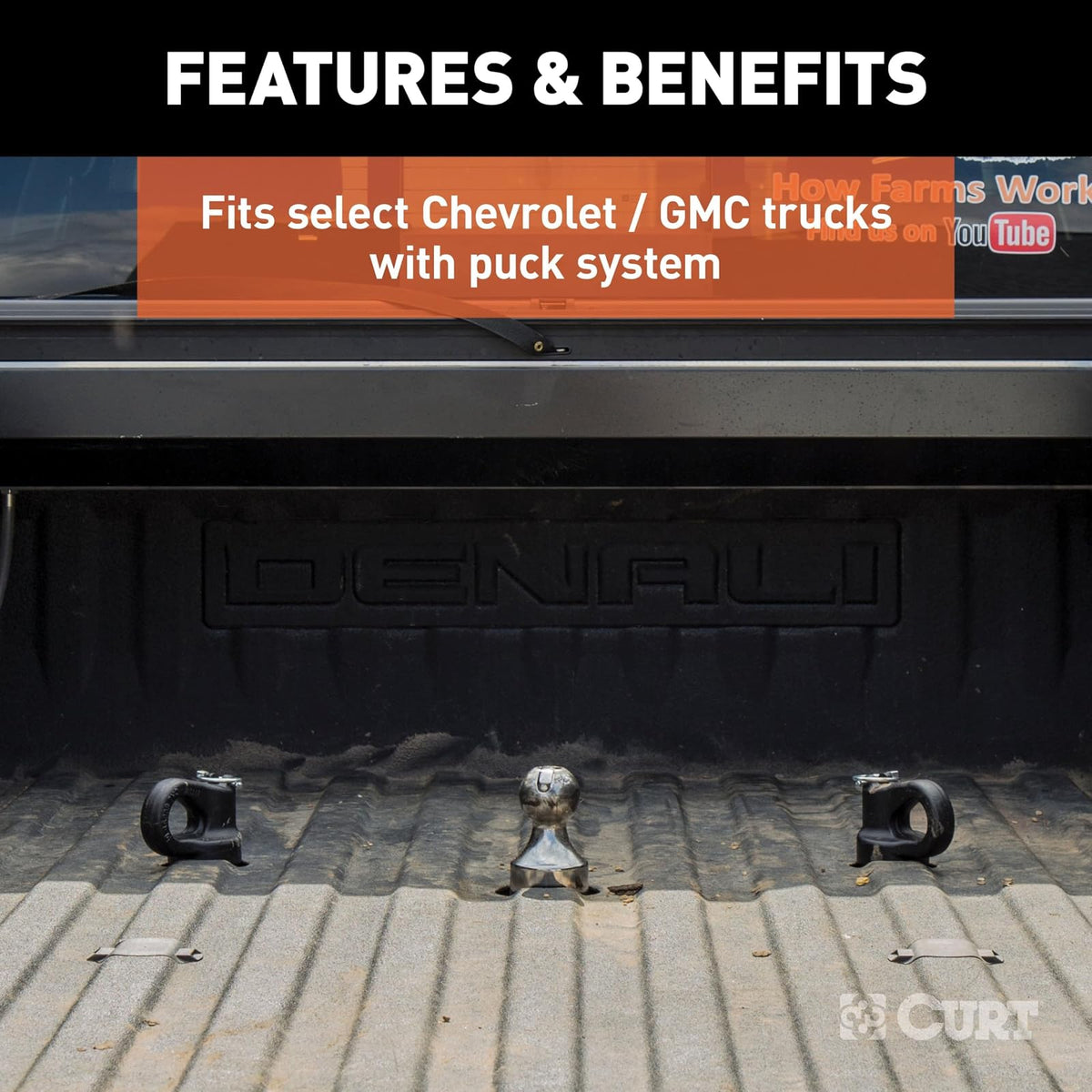 CURT Anclajes de Cadena Gooseneck OEM 30K 60691 para Silverado/Sierra/F-250/F-350 Titan XD Negro