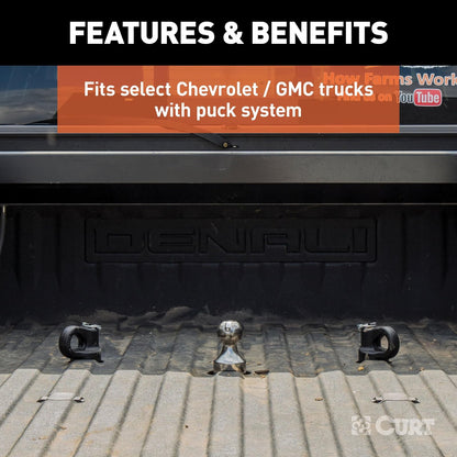 CURT Anclajes de Cadena Gooseneck OEM 30K 60691 para Silverado/Sierra/F-250/F-350 Titan XD Negro