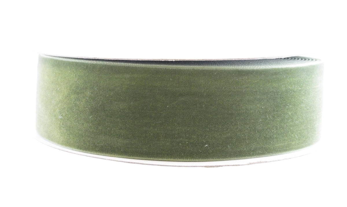 May Arts PV-5-16 Wide Ribbon, 1.5-inch, olive velvet