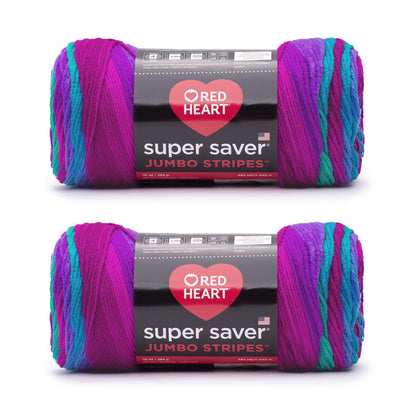 Red Heart Super Saver Estambre Acrílico Jumbo, Paquete de 2, 396 g - 482 yards - Polo Stripe