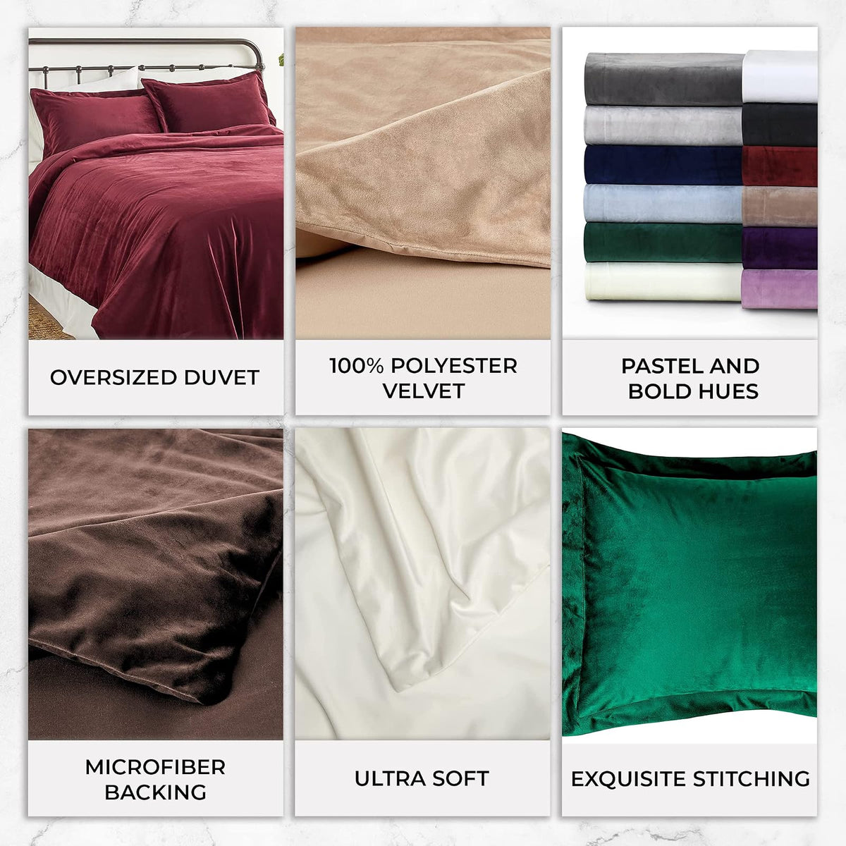 Tribeca Living VENICEDUVET Venice - Juego de edredón de Terciopelo de Gran tamaño, 3 Piezas, King, Azul Marino