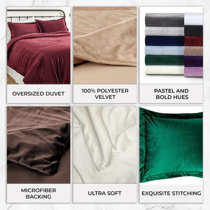 Tribeca Living VENICEDUVET Venice - Juego de edredón de Terciopelo de Gran tamaño, 3 Piezas, King, Azul Marino