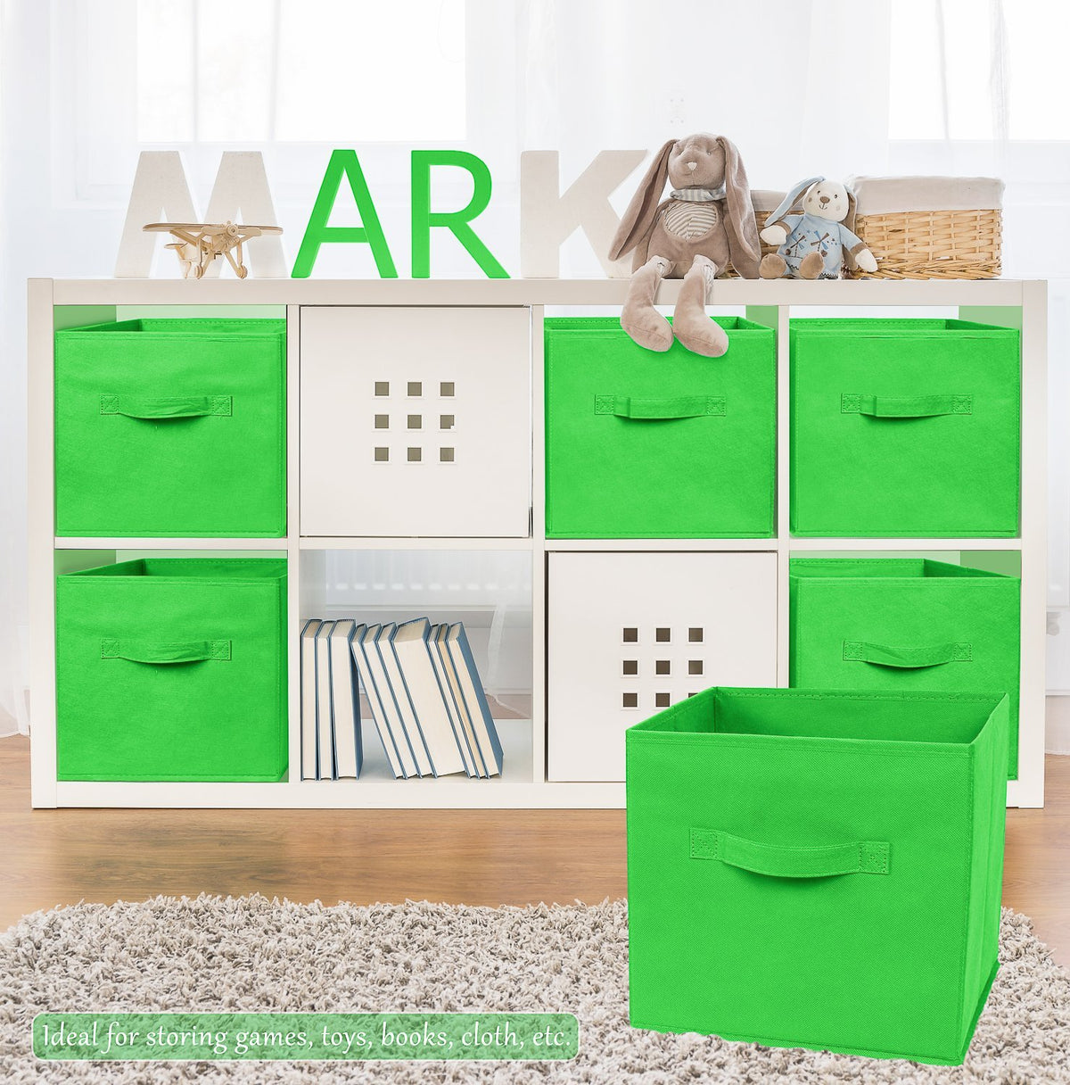 Greenco GRC2363 Foldable Non, Woven Fabric Storage Cubes, 6 Pack, Green