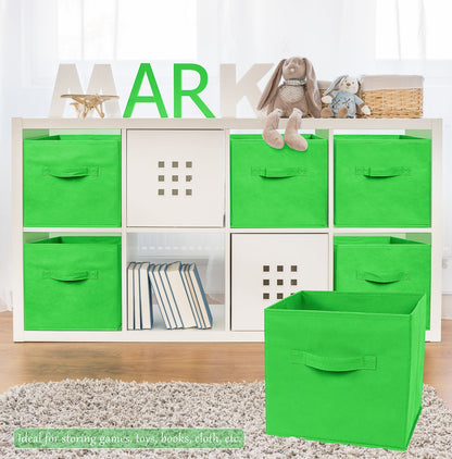 Greenco GRC2363 Foldable Non, Woven Fabric Storage Cubes, 6 Pack, Green