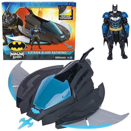 BATMAN DC Comics,, Batwing Ninja Strike con Hojas de Katana y Figura de acción de 15 cm, Juguetes de superhéroes para niños y niñas a Partir de 3 años