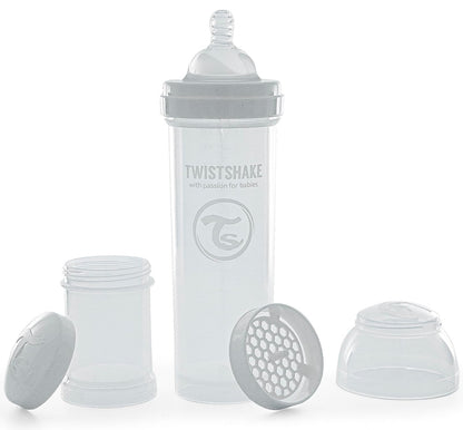 Twistshake Biberón Anticólicos 330 ml, Flujo Rápido 4M+ - Blanco