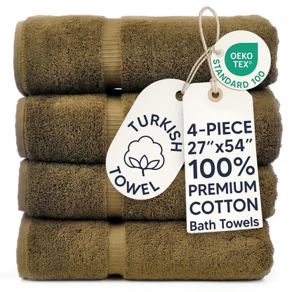 Chakir Turkish Linens - Toallas turcas absorbentes de algodón Premium (Toalla de baño, Juego de 4, Cacao)