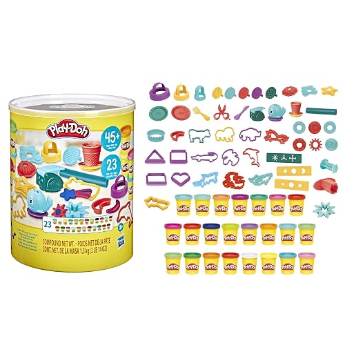 Play-Doh Hasbro MegaSet de Creación - Kit de Manualidades con 48 Accesorios para Jugar y 23 latas de Compuesto de Modelado para niños y niñas a Partir de 3 años