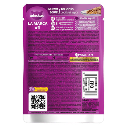 Whiskas - Sobres para Gato Adulto, 24 Piezas, con Sabor a Salmón y Pescado, 85 gr, Fibras, Vitaminas y Taurina