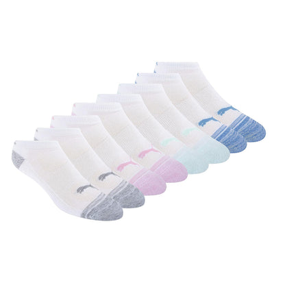 PUMA Calcetines Deportivos de Corte Bajo para Mujer, Paquete de 8 - 9-11 - Blanco