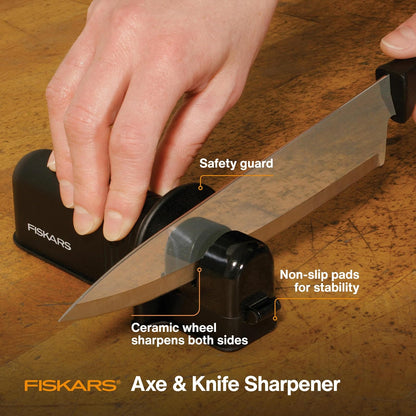 Fiskars - Afilador de hachas y cuchillos - Herramientas para exteriores y patio trasero - Negro