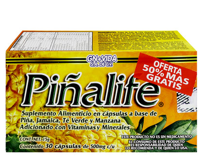 GN+VIDA Suplemento Alimenticio Cápsulas Piñalife con 30 de 500 mg