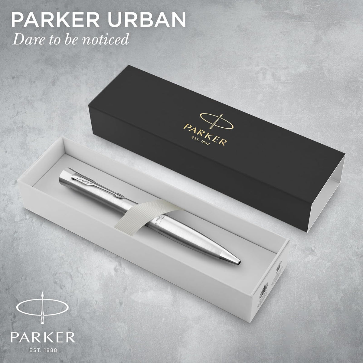 PARKER Urban Twist Bolígrafo | Metro en Metal con Detalles Cromados | Punta Mediana con Tinta Azule | Caja Para Regalo