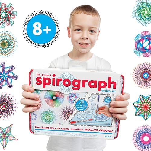 Juego de diseño de espirografía, kit de arte en espiral con kit de diseño clásico en una lata de coleccionista para niños a partir de 8 años
