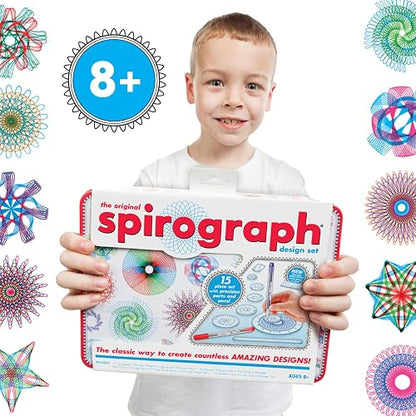 Juego de diseño de espirografía, kit de arte en espiral con kit de diseño clásico en una lata de coleccionista para niños a partir de 8 años