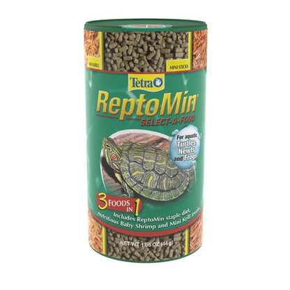Tetra ReptoMin Alimento Selecto para Tortugas y Anfibios 3 en 1 de Reptomin, Baby Shrimp y Mini Krill Treats Contiene 44 Gramos