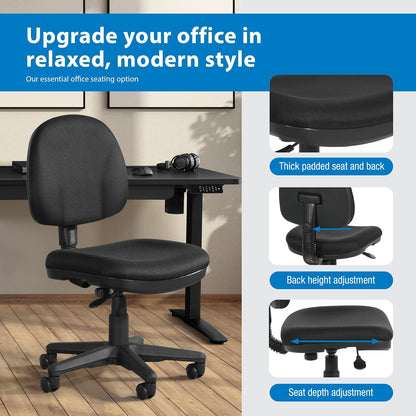 Office Star - Silla de Oficina esculpida neumática con Asiento Acolchado Grueso y Soporte Lumbar Integrado, Color Negro