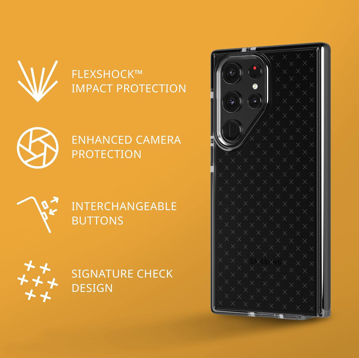 tech21 EVO Check - Funda para Samsung Galaxy S23 Ultra, Color Negro Ahumado, protección contra caídas de 16 pies, a Prueba de Golpes, Resistente a los Golpes y a los arañazos