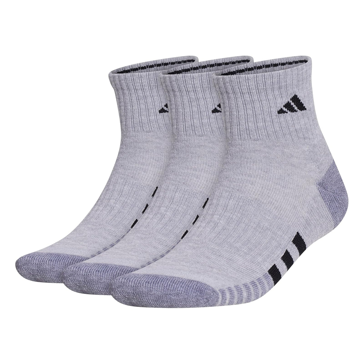 adidas Calcetines Acolchados de un Cuarto, Paquete 3 - Cool Light Heather - Gray - Black - G