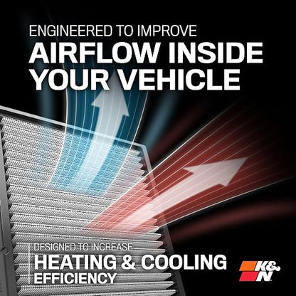 K&N Filtro de aire de cabina premium: alto rendimiento, lavable, flujo de aire limpio a tu cabina: diseñado para Jeep Wrangler JL 2018-2019 y Jeep Gladiator VF2064