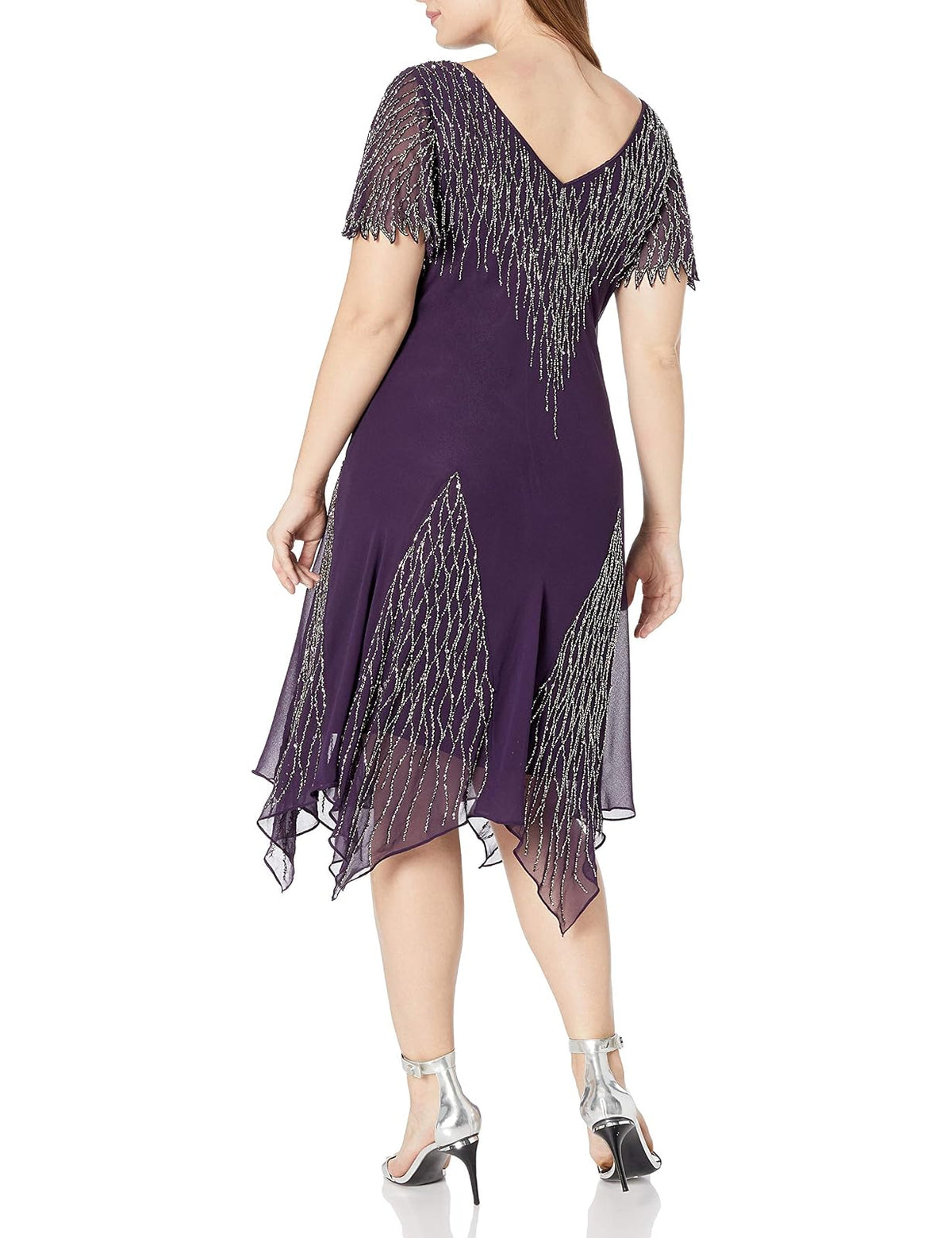J Kara Vestido Corto con Cuentas para Mujer, Talla Grande