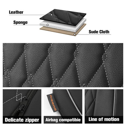 CAROMOP - Juego de 2 Fundas de Asiento de Automóvil de Piel sintética, Fundas de Asiento de Lujo y cómodas para Automóviles, Fundas Interiores compatibles con airbag, Ajuste Universal para SUV, Furgonetas