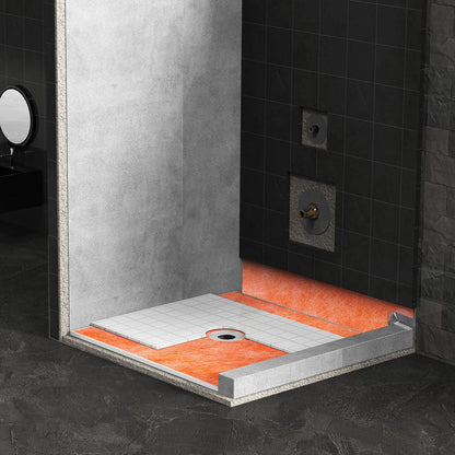 VEVOR Membrana Impermeable de Polietileno 1 x 10 m 10 m² Espesor de 0,5 mm, Lámina Impermeabilizante 1 Rollo, Tela no Tejida de 2 Capas, Membrana para Ducha para Azulejo, Cerámica, Pared, Naranja