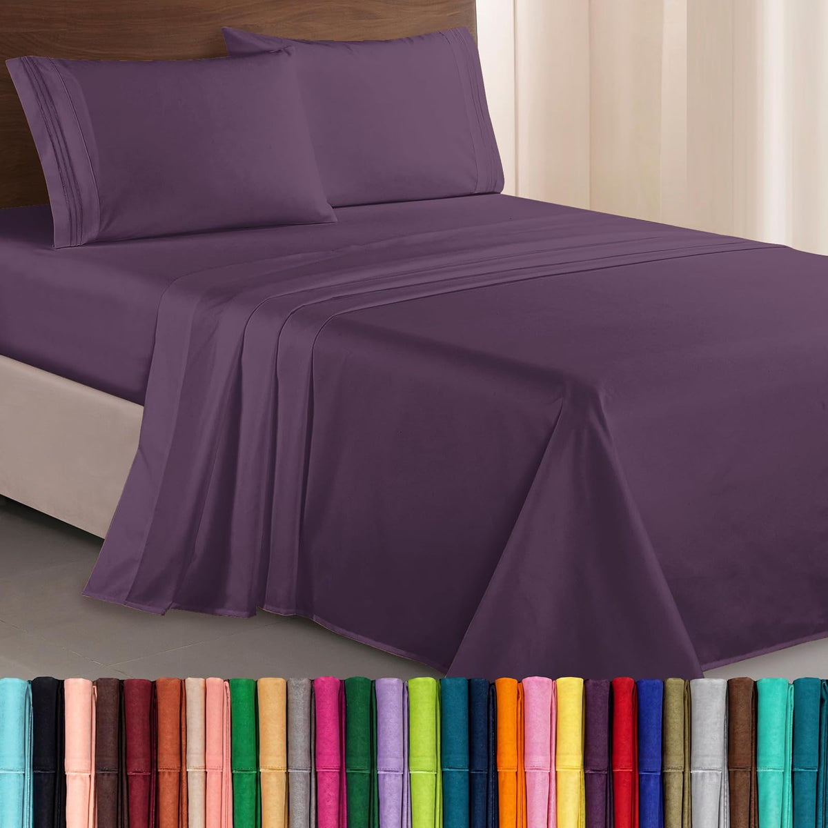 Elegant Comfort Espejo de Piso de Cuerpo Entero Elevens 65 x 22 Pulgadas, Gris - California King - Berenjena Morada