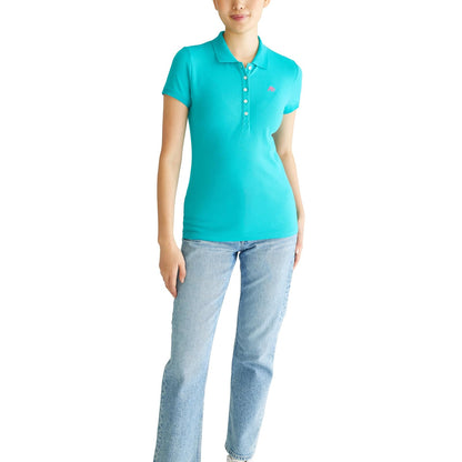 Aeropostale Polo de Piqué de Algodón con Logo Bordado Mujer - CH - aguamarina (Aqua Dream)