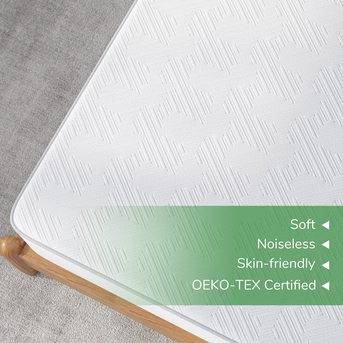 Novilla - Protector de colchón Impermeable, Protector de colchón de bambú tamaño Queen, Funda de colchón de enfriamiento Ajustable, Antideslizante, Ajuste de colchón de 8 a 18 Pulgadas, Color Blanco