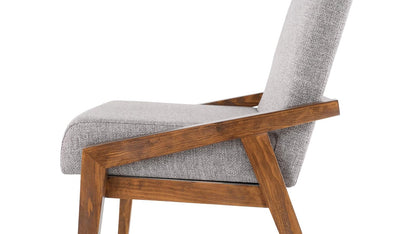 TUGOW Silla de Comedor Tapizada Color Gris y Nogal - Madera de Pino y Tapíz