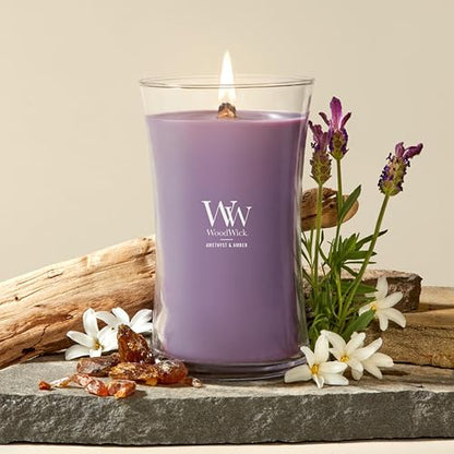 WoodWick Vela grande de reloj de arena, amatista y ámbar, 22 onzas