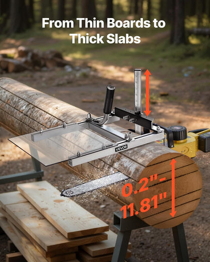 VEVOR Aserradero de Motosierra Móvil, Aserradero para Vigas de Tablones de 41-51 cm, Guía de Corte Transversal de Madera con Protector, Grosor de Corte 0,508 a 29,99 cm, 405 x 315 x 467 mm, Plata