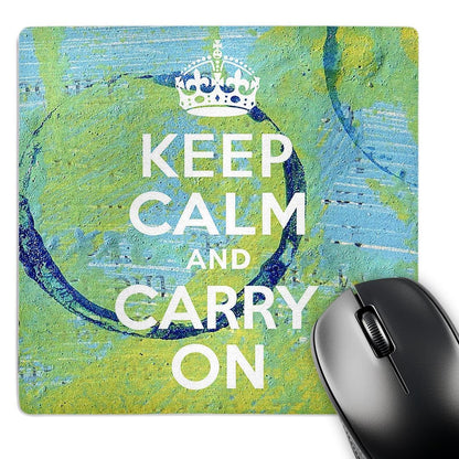 3dRose 8 x 8 x 0.25 Inches Mouse Pad, Keep Calm Mixed Media Digital Art by Angel and Spot (mp_7628_1)