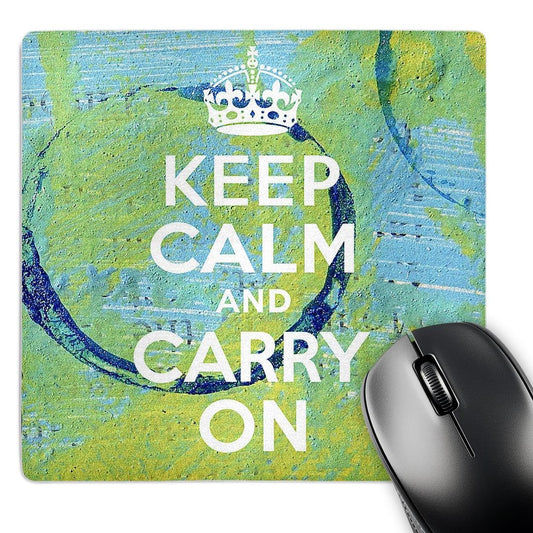 3dRose 8 x 8 x 0.25 Inches Mouse Pad, Keep Calm Mixed Media Digital Art by Angel and Spot (mp_7628_1)