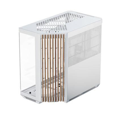 APNX V1 Gabinete ATX Dual Tone con Panel de Cristal para RGB - Blanco - Panel frontal de madera