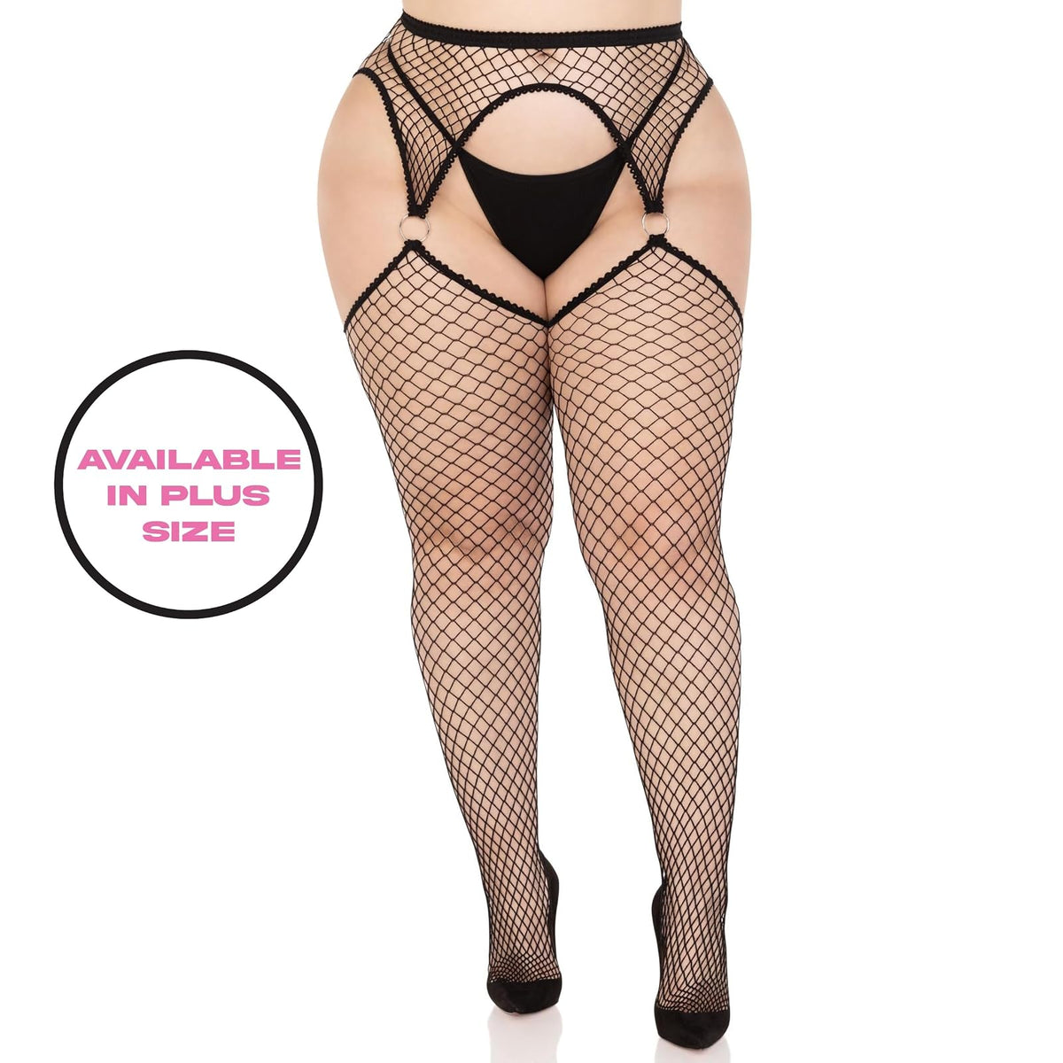 Leg Avenue Women's Fishnet Stockings with Attached Garter Belt
