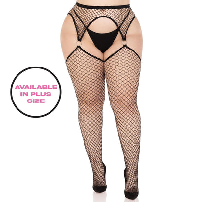 Leg Avenue Women's Fishnet Stockings with Attached Garter Belt