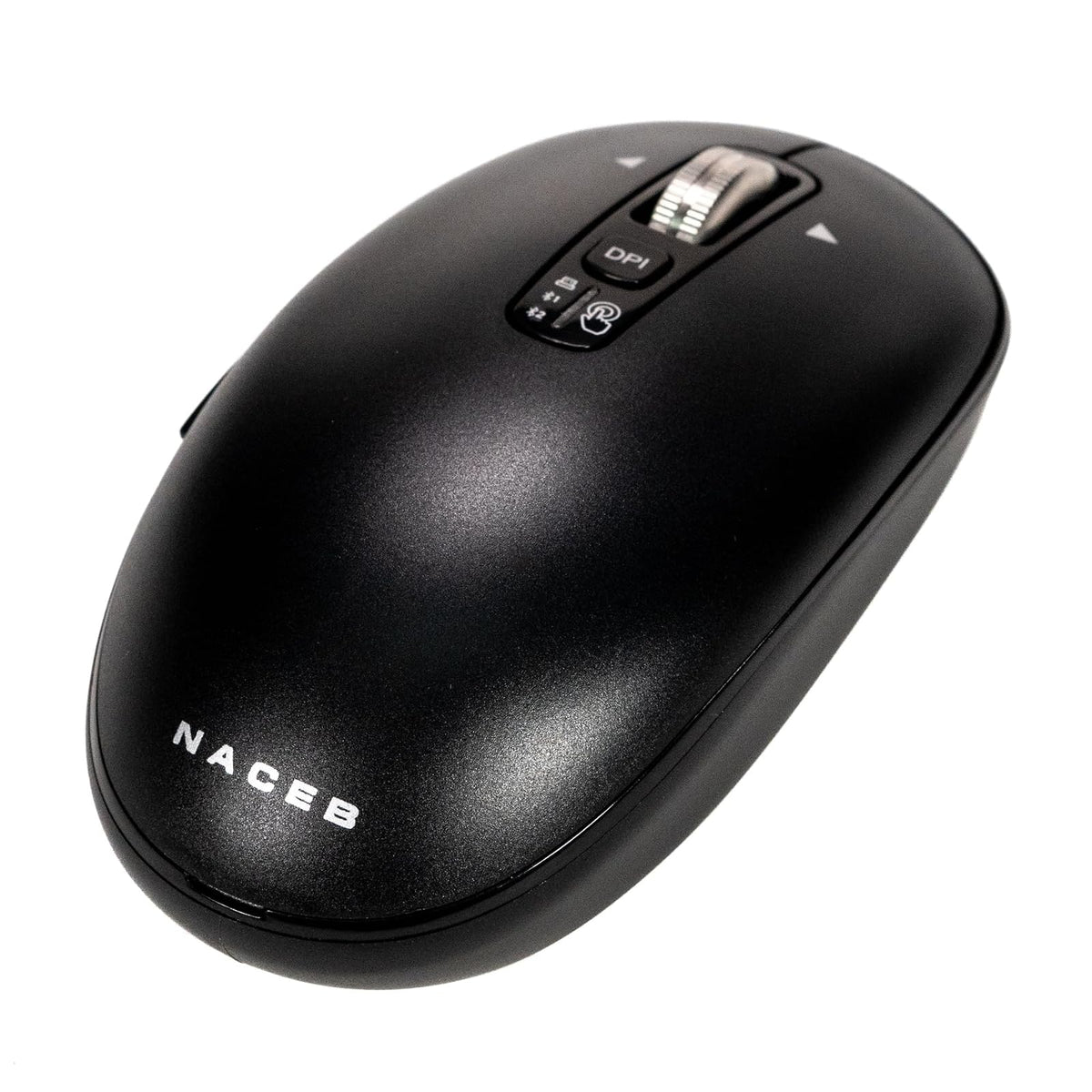 Naceb Technology - Mouse Inalámbrico Slim Negro NA-0131N - Botón dpi - Diseño Delgado, Portátil, Preciso y Elegante - Pila AA Incluida
