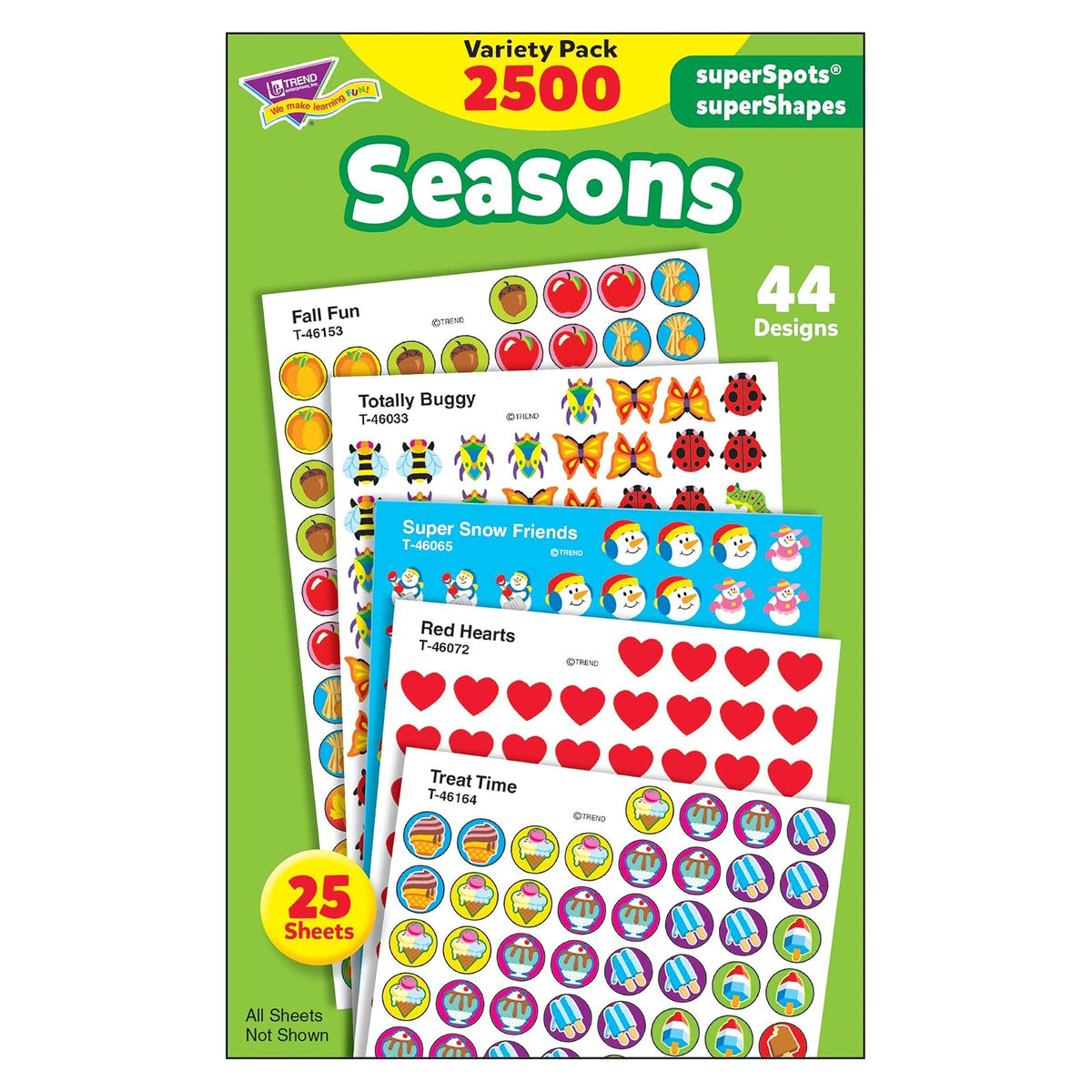 Trend Enterprises Seasons SuperSpots & SuperShapes Pegatinas variedad, paquete de 2500