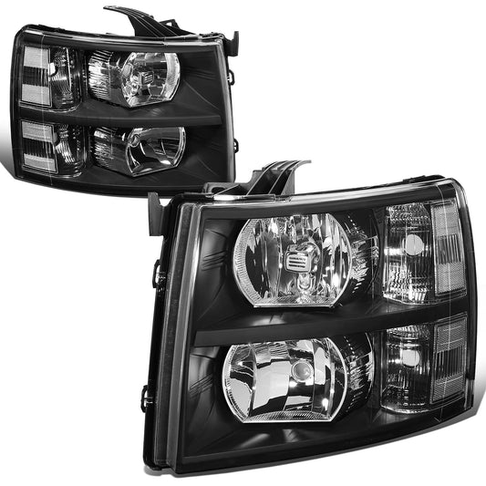 DNA Motoring Par de Faros Delanteros Negros HL-OH-CSIL07-BK-CL1 para Silverado 07-13