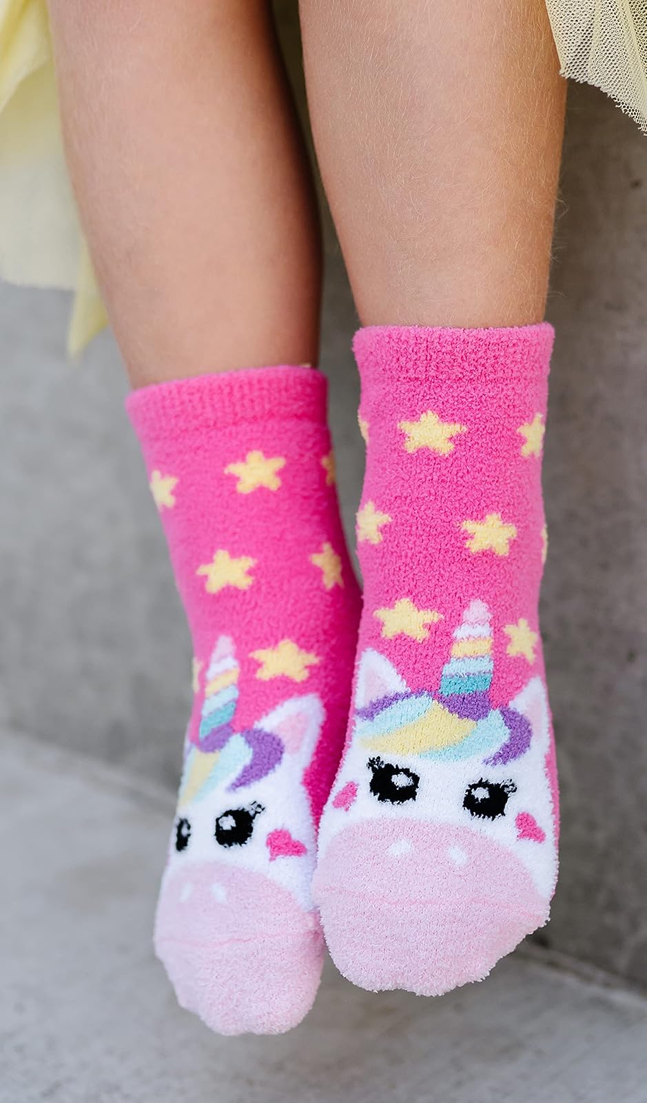 Jefferies Socks Slipper Socks Jefferies Socks - Calcetines de unicornio y arco iris coloridos para niña, paquete de 2, multicolor, XS Niñas