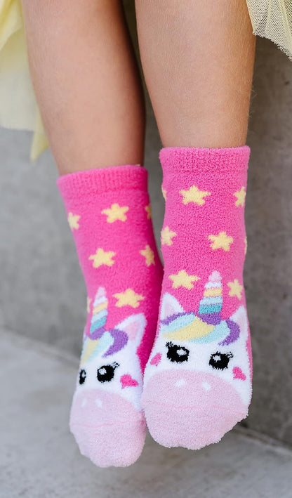 Jefferies Socks Slipper Socks Jefferies Socks - Calcetines de unicornio y arco iris coloridos para niña, paquete de 2, multicolor, XS Niñas