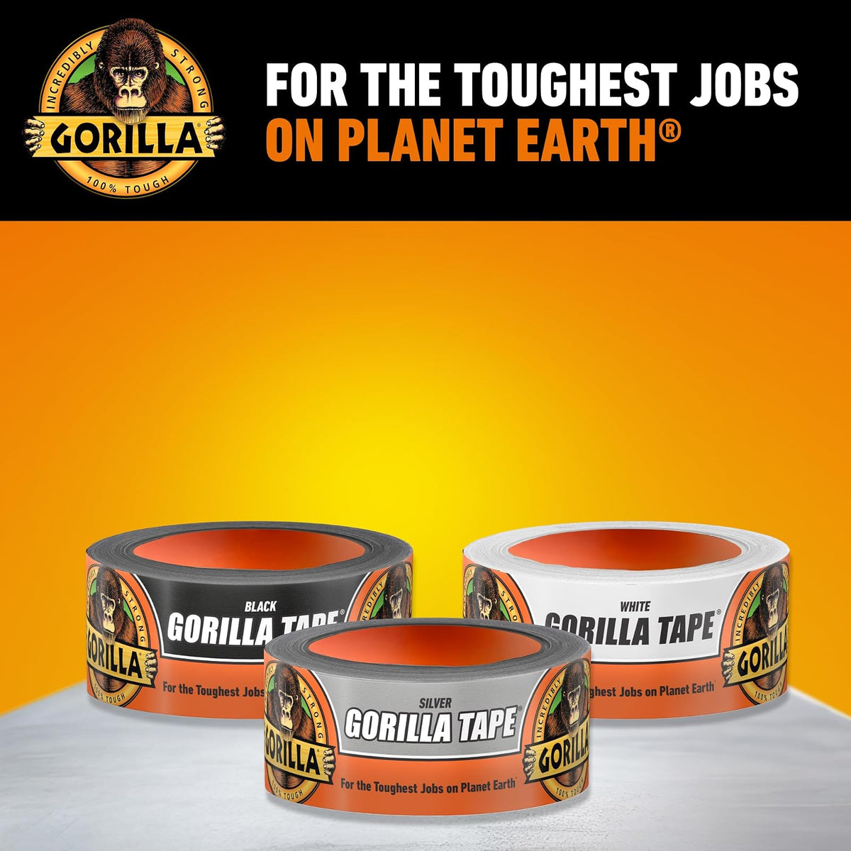 Gorilla Tape, 1.9 pulgadas x 10 yardas, plata (paquete de 1) - Conducto, utilidad, resistencia de triple capa, interior y exterior, carcasa resistente a la intemperie