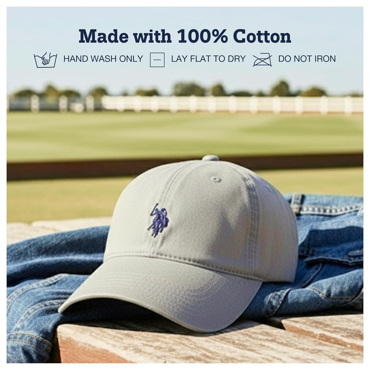U.S. Polo Assn. Gorro de béisbol pequeño con Logotipo de Pony, 100% algodón, Gorra Ajustable