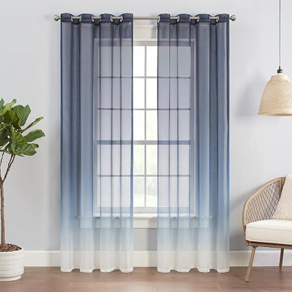 Eclipse Ines Cortinas de Ventana con Ojales para recámara (2 Paneles), 132 x 213 cm, Color índigo