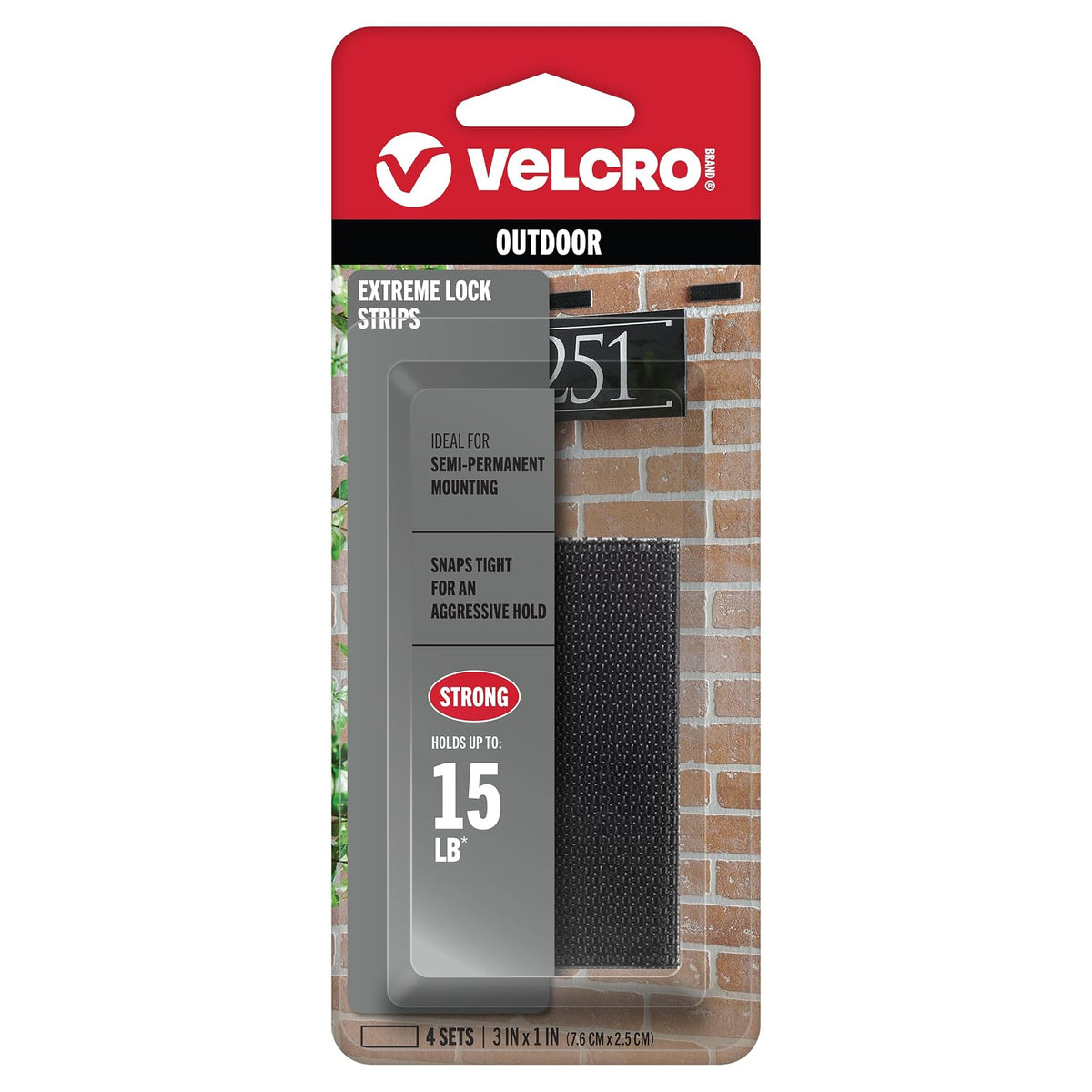 Velcro Brand VEL-30643-AMS Tiras Alfa-Look, color Negro, 7.6 x 2.5 cm, pack of/paquete de 4