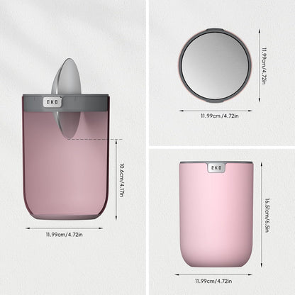 EKO Fandy Mini basura de mesa de 0.4 gal/1.5 l con tapa giratoria, papelera de computadora para encimera de baño, cambiador, café u oficina, pequeño cubeta de basura (rosa)